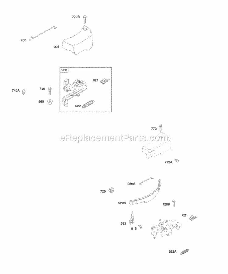 Brake Diagram and Parts List for 09D902-2001-E1  Briggs and Stratton Engine